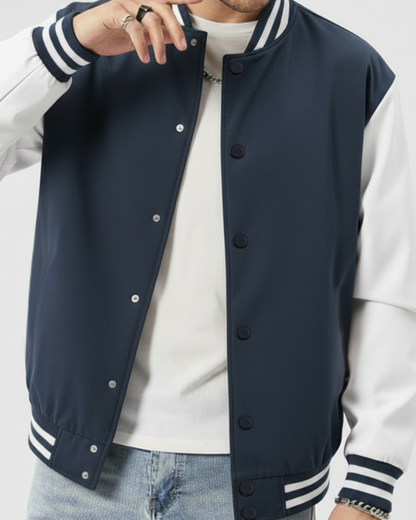 Mens-Classic-Varsity-Jacket-navy blue-White-Outerwear