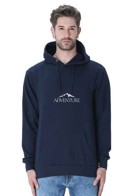Unisex Full Sleeve Hooded Sweatshirt-Navy Blue Color-White Bear