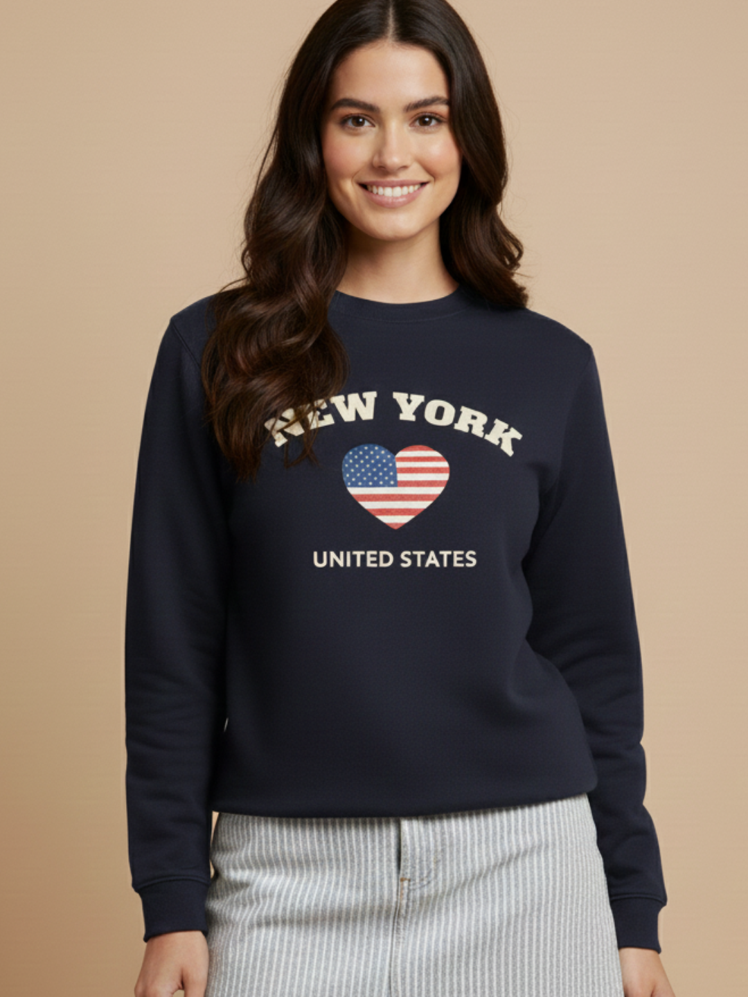 “New York United States” Graphic Sweatshirt_navy blue
