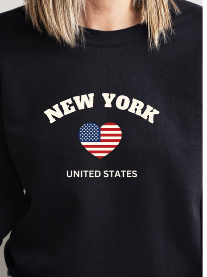 “New York United States” Graphic Sweatshirt_navy blue