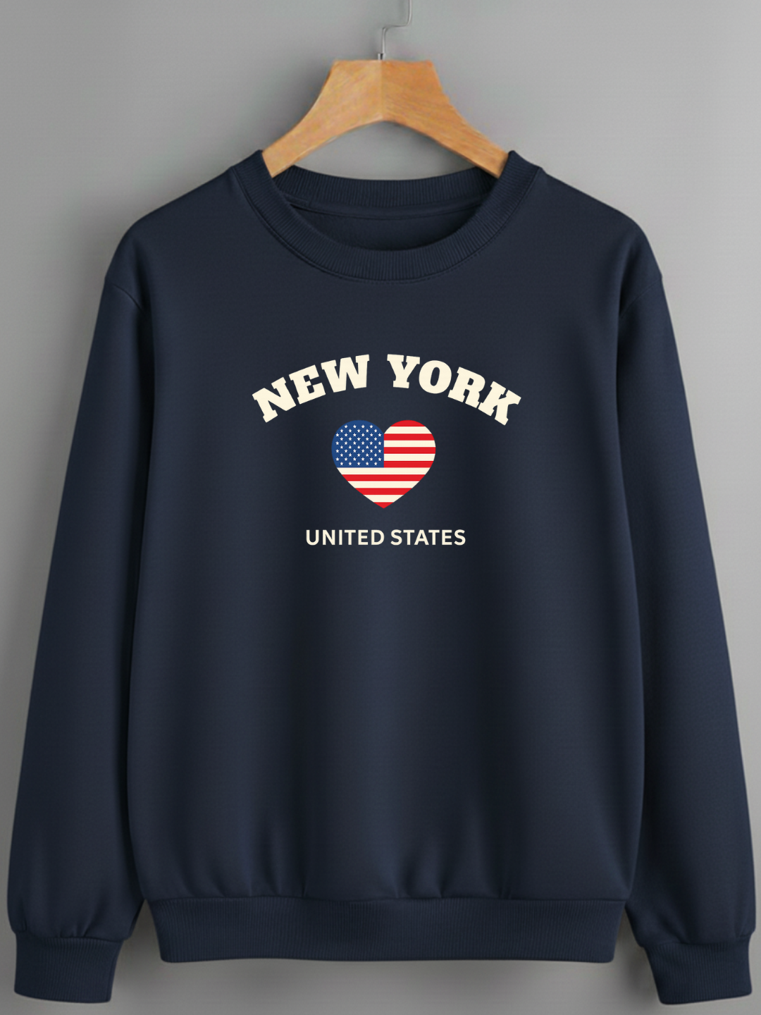 “New York United States” Graphic Sweatshirt_navy blue