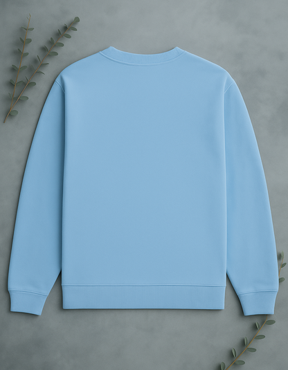 Unisex Solid Sweatshirt- Blue Color- White Bear