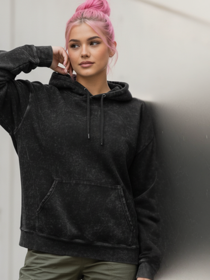 Unisex Acid Washed Hoodie-black