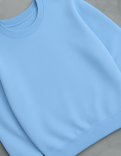 Unisex Solid Sweatshirt- Blue Color- White Bear