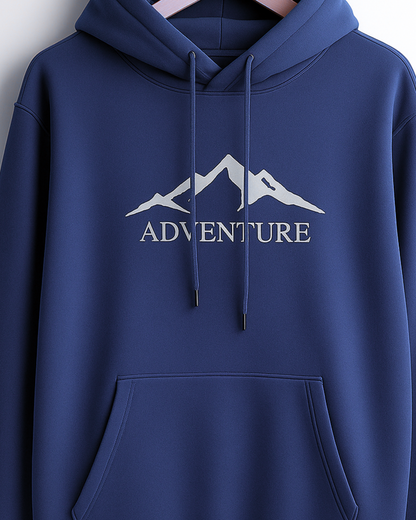 Unisex Full Sleeve Hooded Sweatshirt-blue Color-White Bear