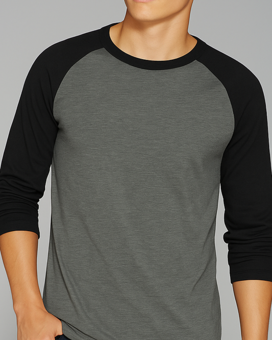 Unisex Raglan Full sleeve T-Shirt_black&grey