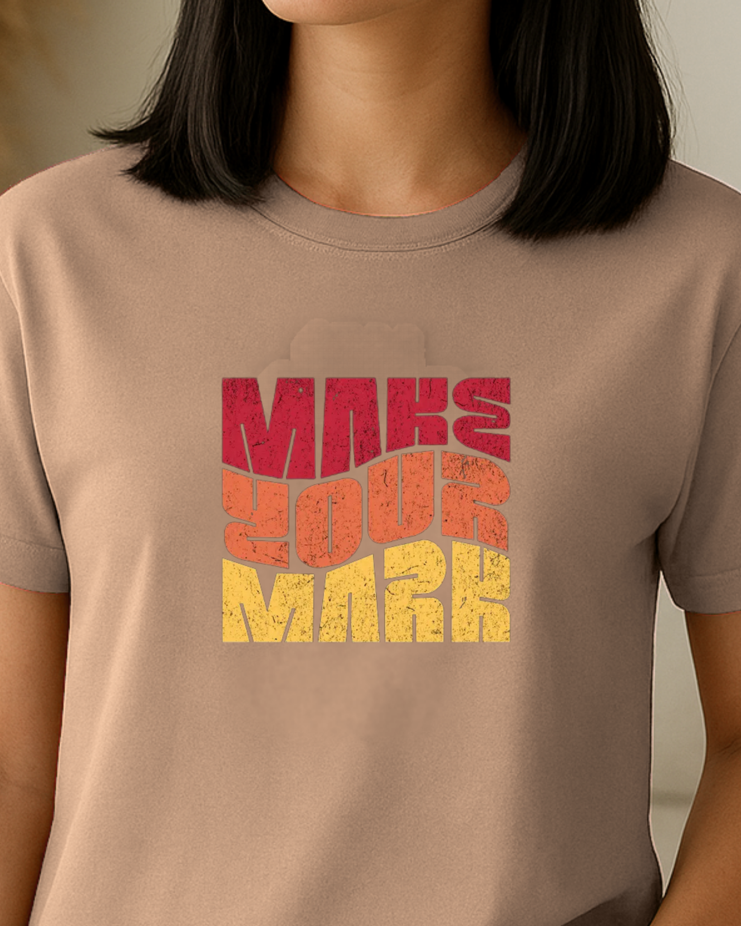 Unisex Round Neck Printed T-Shirt_peach
