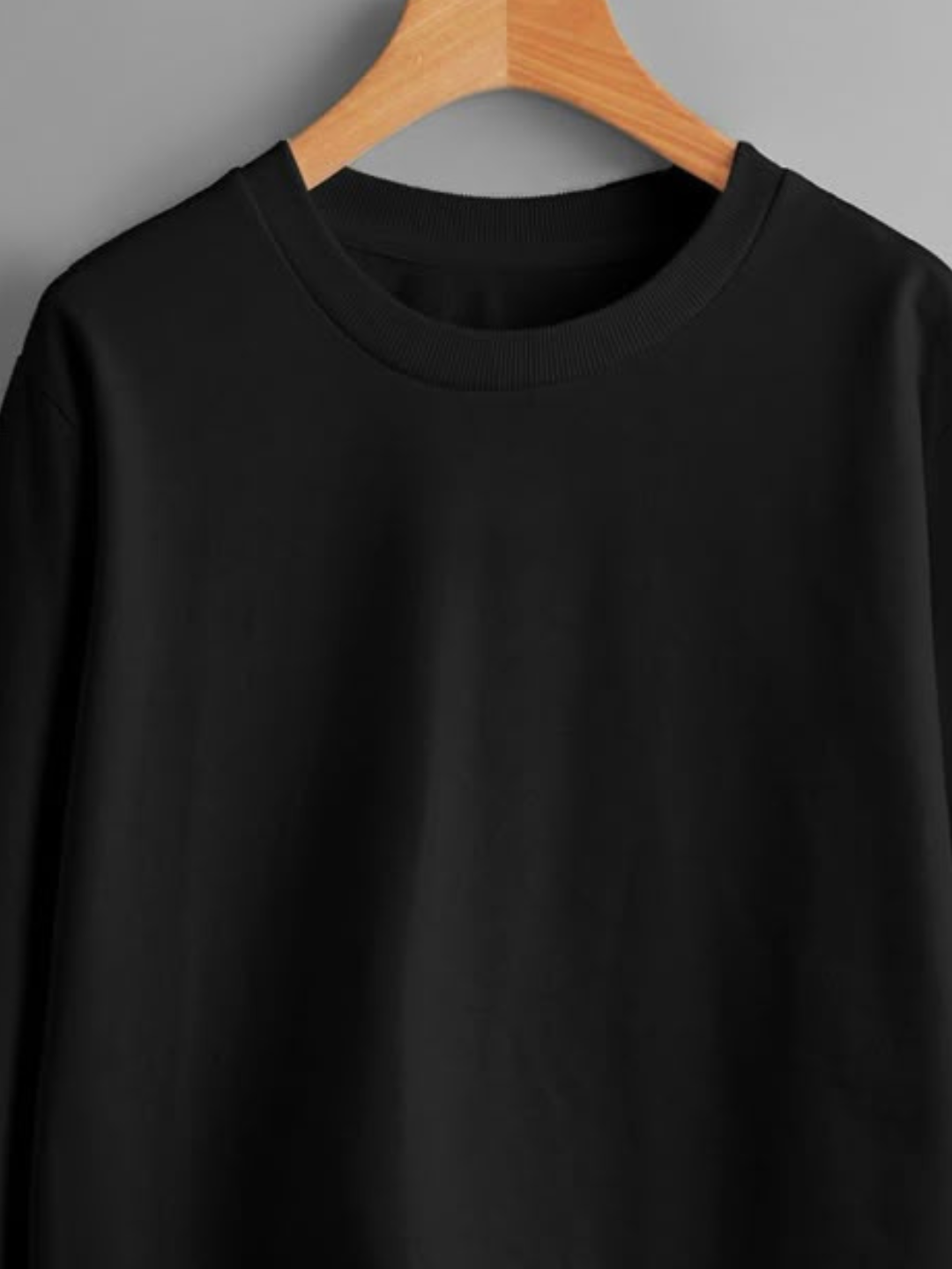 Unisex Solid classic Crewneck Sweatshirt-black