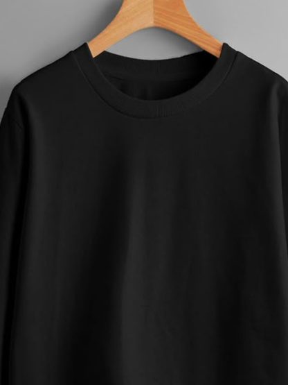 Unisex Solid classic Crewneck Sweatshirt-black