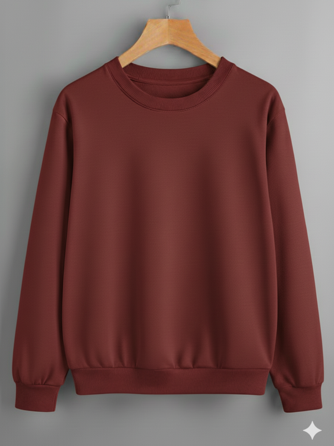 Unisex Solid classic Crewneck Sweatshirt-maroon