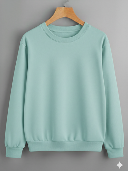 Unisex Solid classic Crewneck Sweatshirt-mint