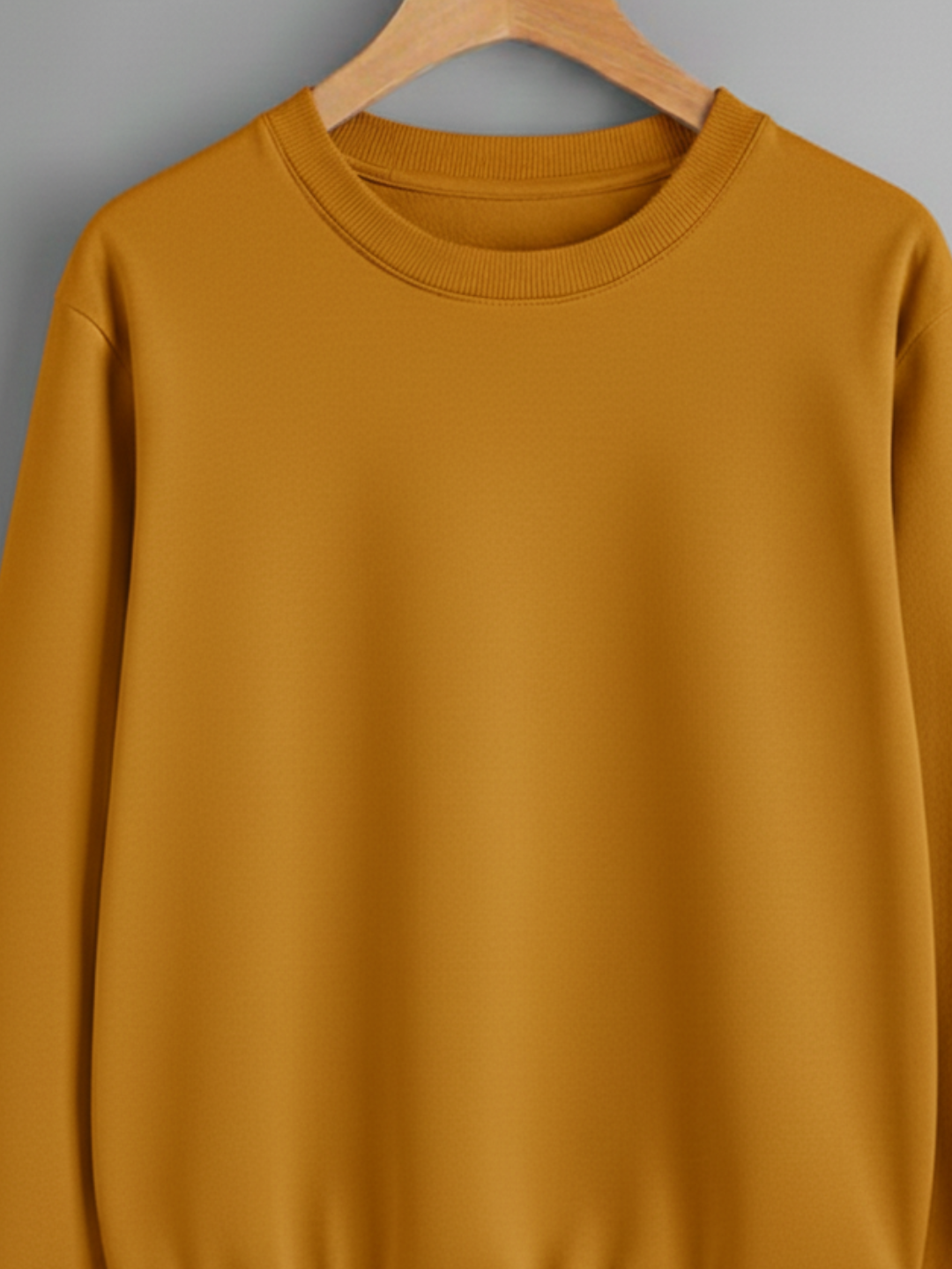 Unisex Solid classic Crewneck Sweatshirt-mustard yellow