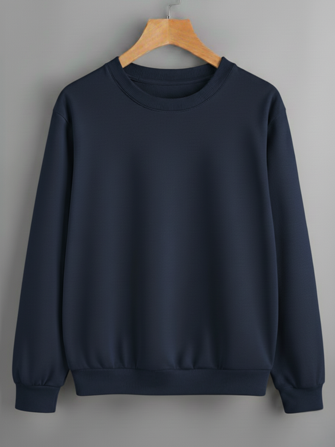 Unisex Solid classic Crewneck Sweatshirt-navy blue