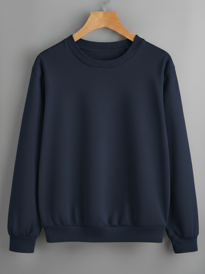 Unisex Solid classic Crewneck Sweatshirt-navy blue