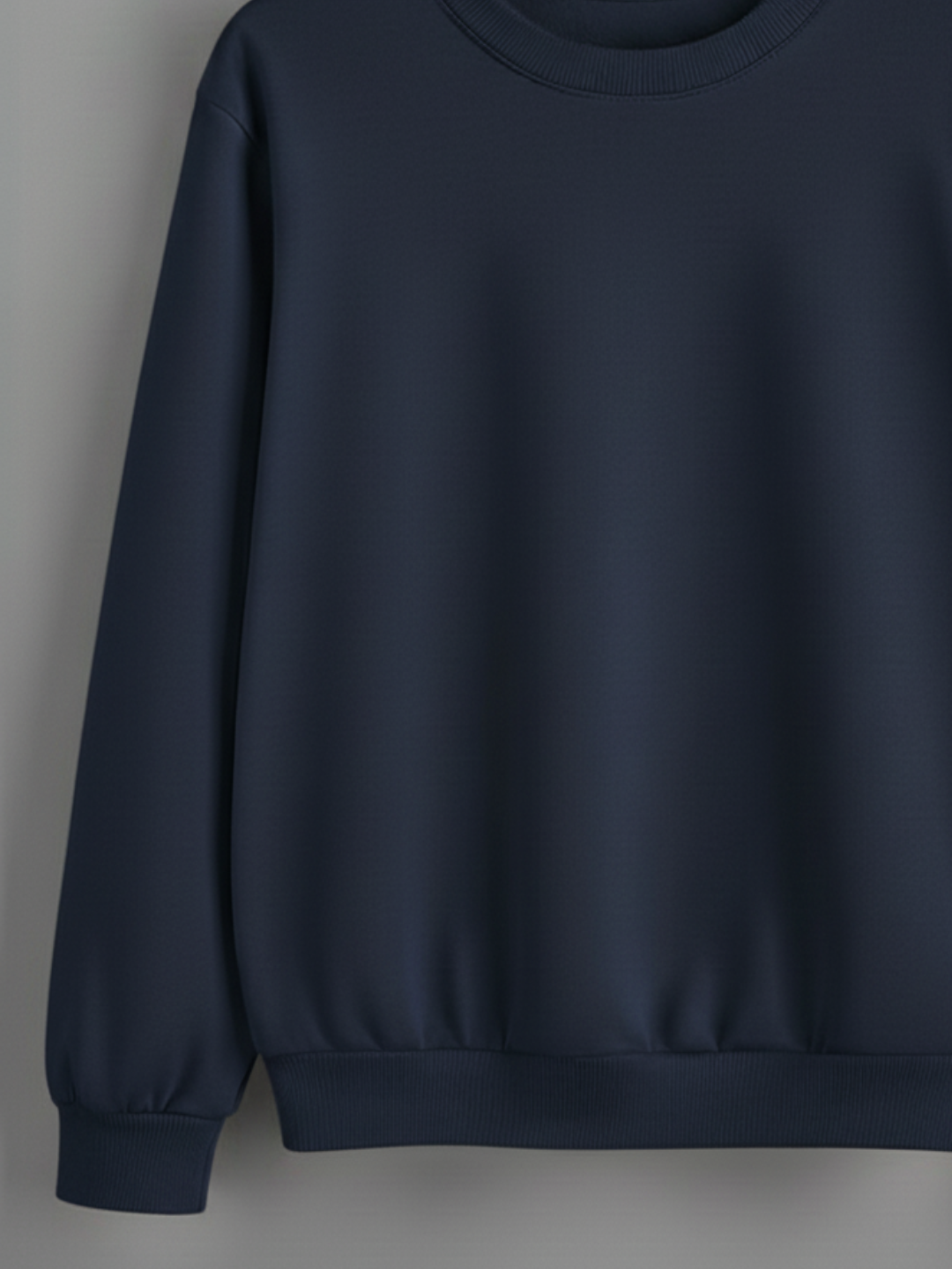 Unisex Solid classic Crewneck Sweatshirt-navy blue