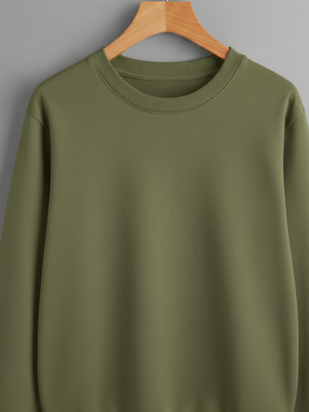 Unisex Solid classic Crewneck Sweatshirt-olive green