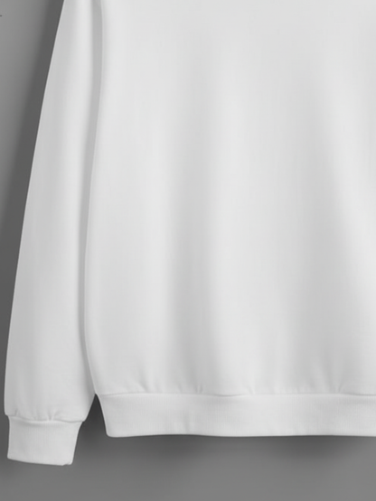 Unisex Solid classic Crewneck Sweatshirt-white