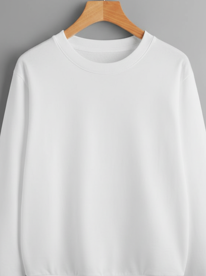 Unisex Solid classic Crewneck Sweatshirt-white