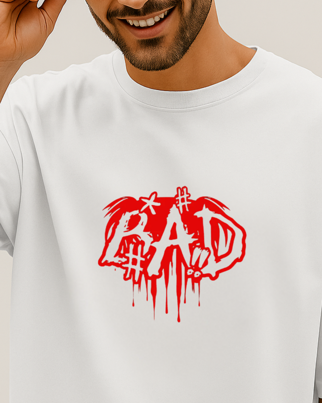 Unisex Terry Oversized Printed T-shirt_white