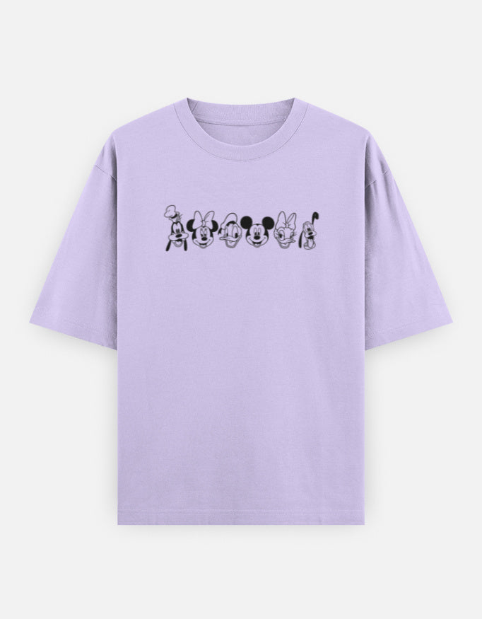 Unisex lavender Disney Character Lineup T-Shirts