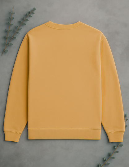 Unisex Solid Sweatshirt- Mustard Yellow Color- White Bear