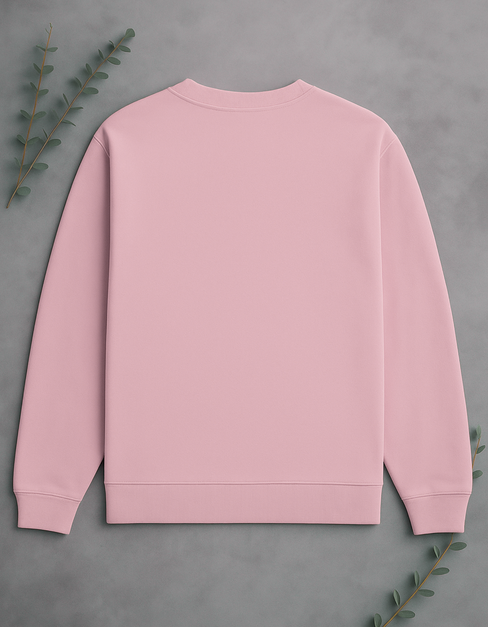Unisex Solid Sweatshirt-pink Color- White Bear