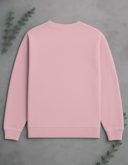 Unisex Solid Sweatshirt-pink Color- White Bear