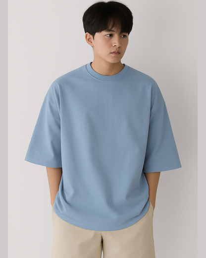 blue-oversized-unisex-tshirt-minimalist-casual-look