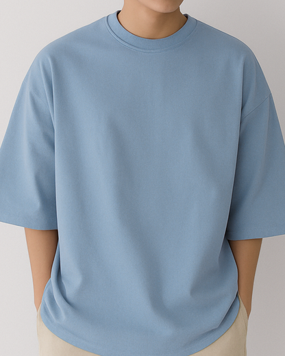 blue-oversized-unisex-tshirt-minimalist-casual-look