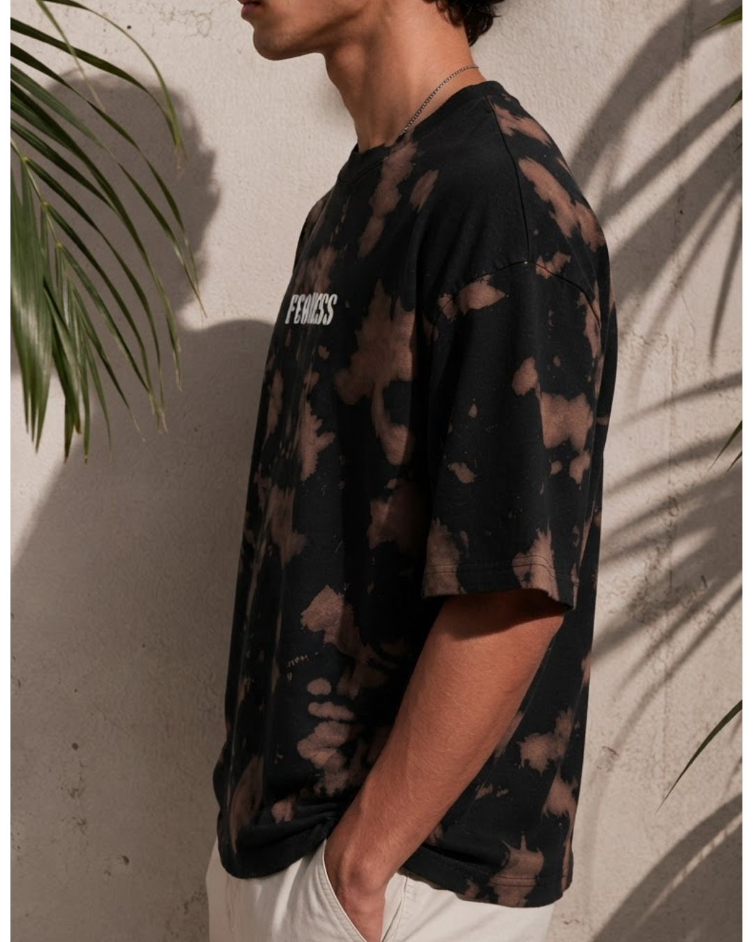 premium black and brown tie dye oversized unisex t-shirt made from heavyweight 260 GSM cotton featuring a relaxed fit and modern streetwear style from white bear brand