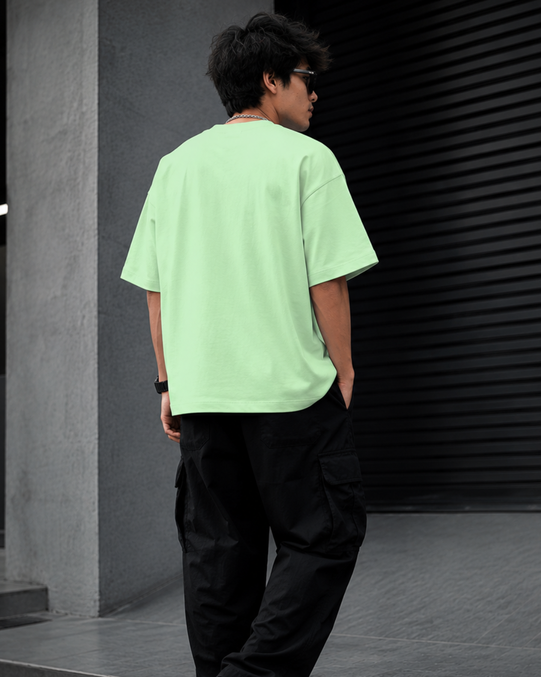 mint green Evolve or Repeat oversized 260 GSM Terry Knit cotton streetwear T-shirt for men and women from white bear brand