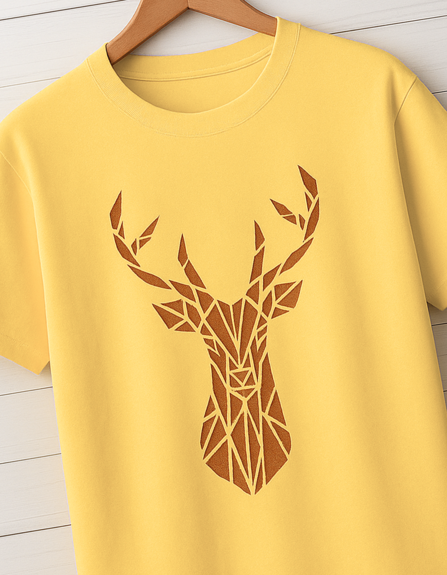 Men & Women Classic Crew Printed T-Shirt - Yellow Color- White Bear