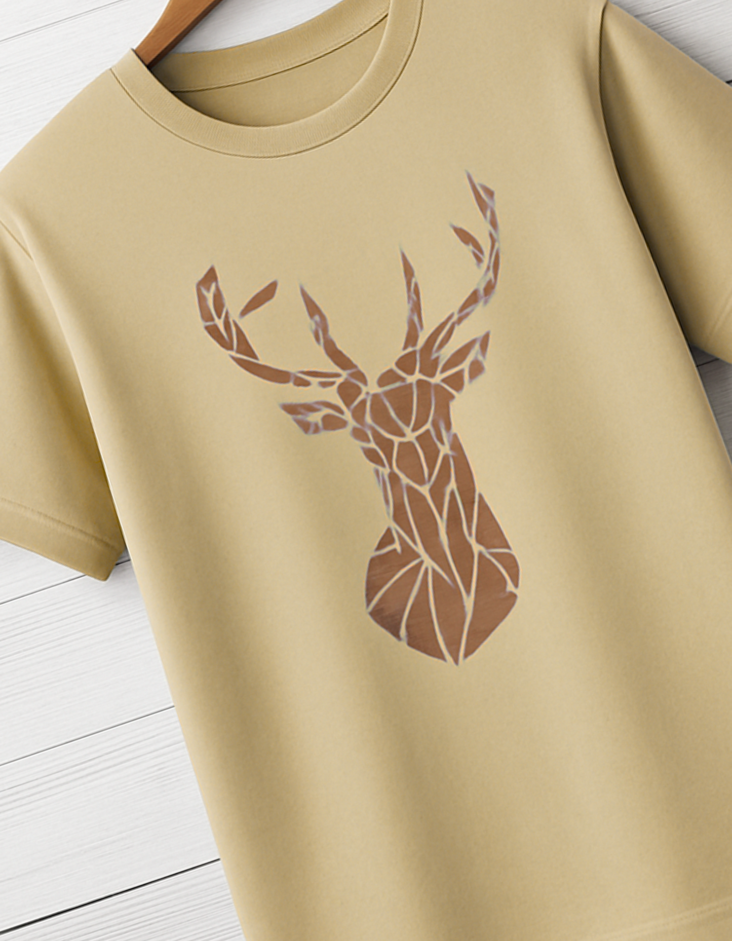 Men & Women Classic Crew Printed T-Shirt - Beige Color- White Bear