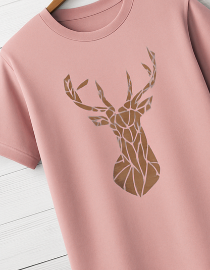 Men & Women Classic Crew Printed T-Shirt - Flamingo Color- White Bear