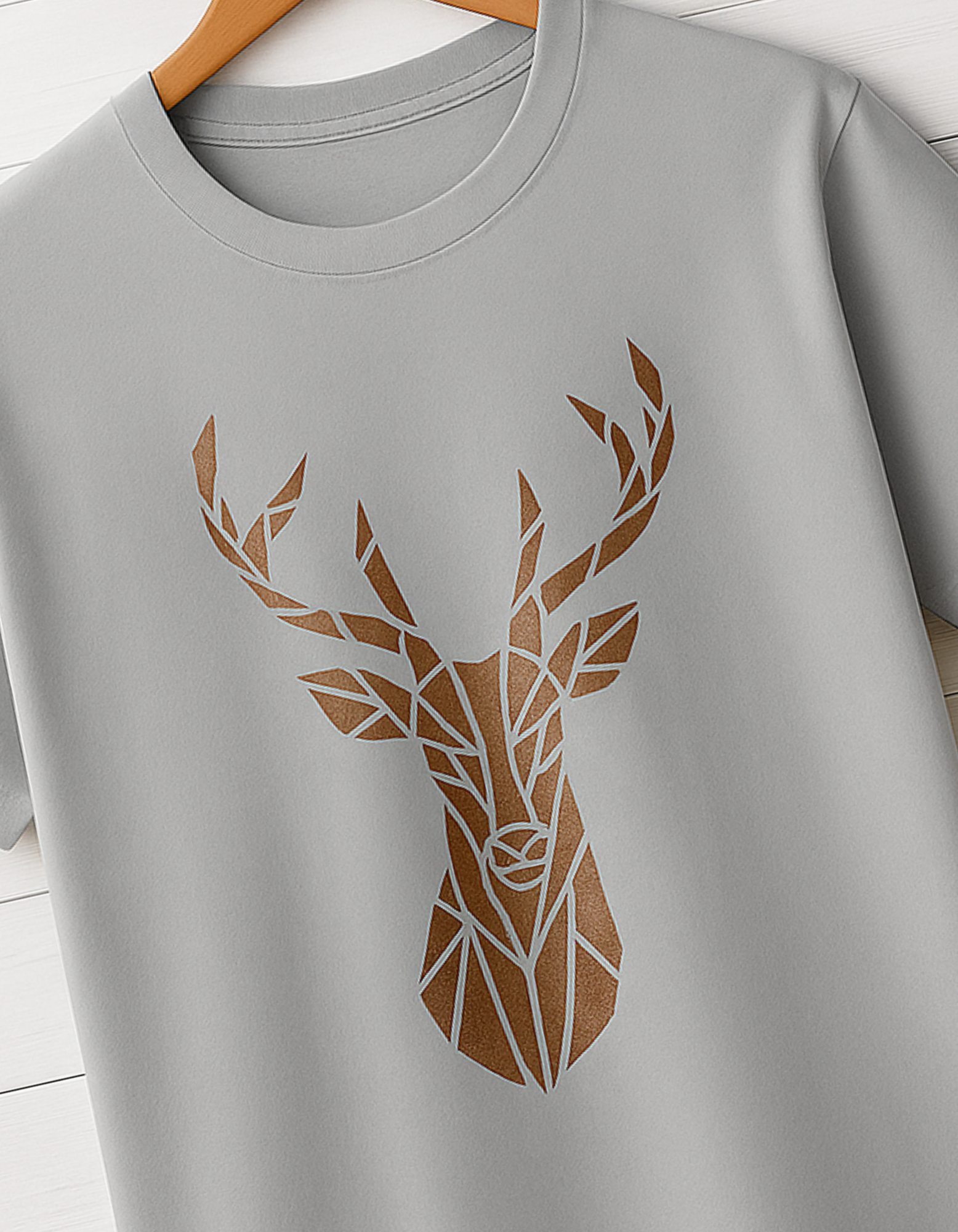 Men & Women Classic Crew Printed T-Shirt - Grey Color- White Bear