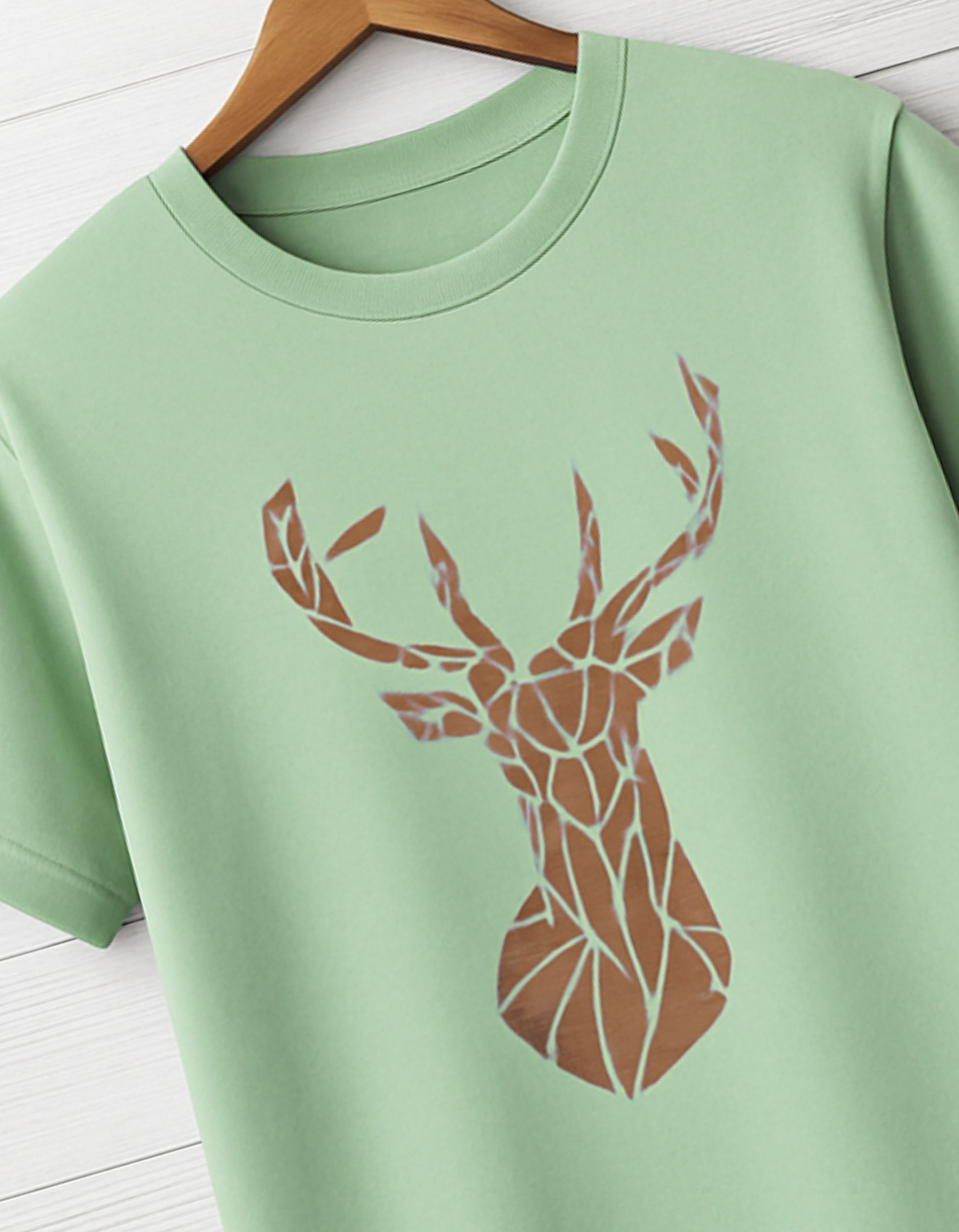 Men & Women Classic Crew Printed T-Shirt - Jade Color- White Bear