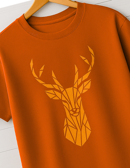 Men & Women Classic Crew Printed T-Shirt - Orange Color- White Bear