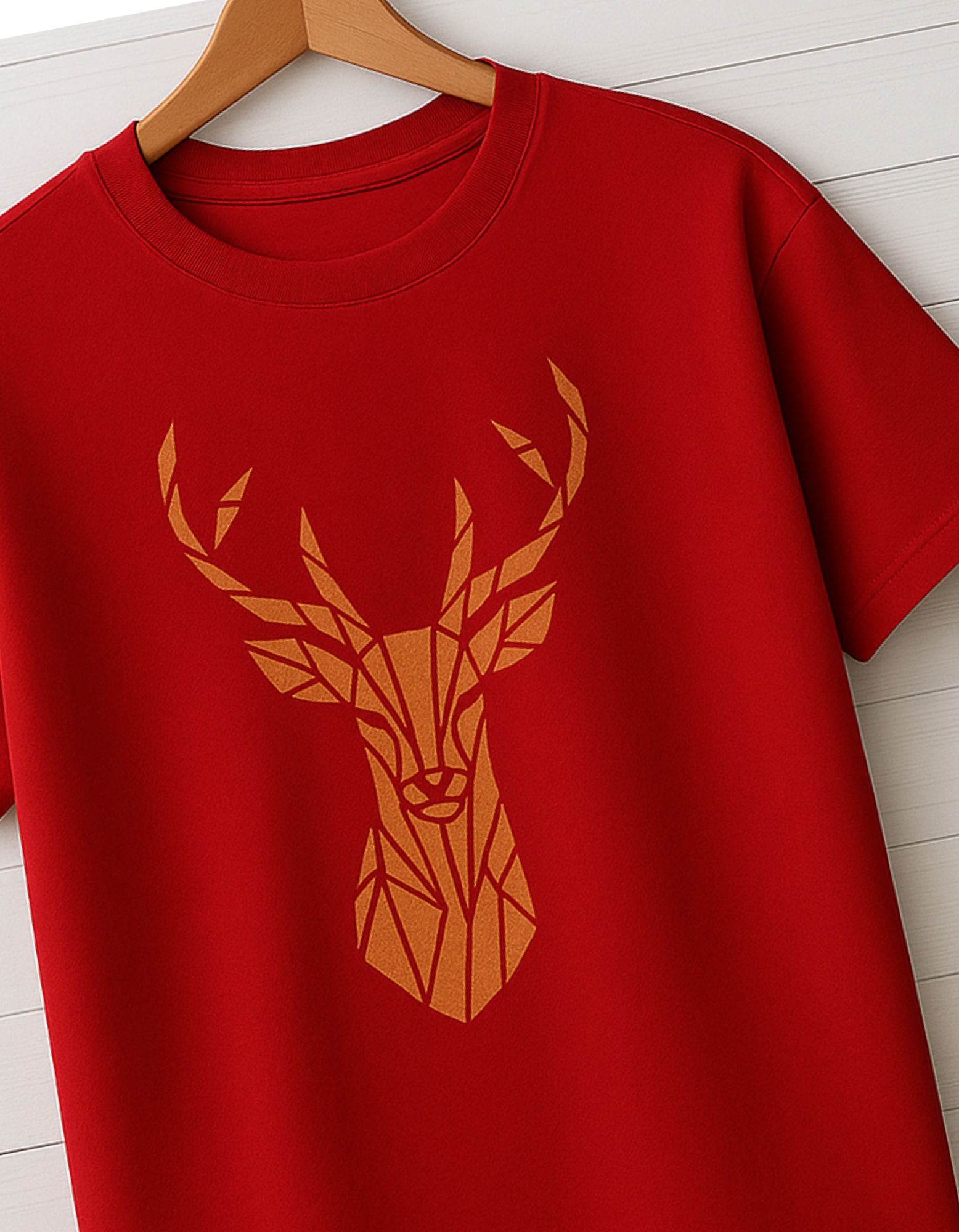 Men & Women Classic Crew Printed T-Shirt - Red Color- White Bear