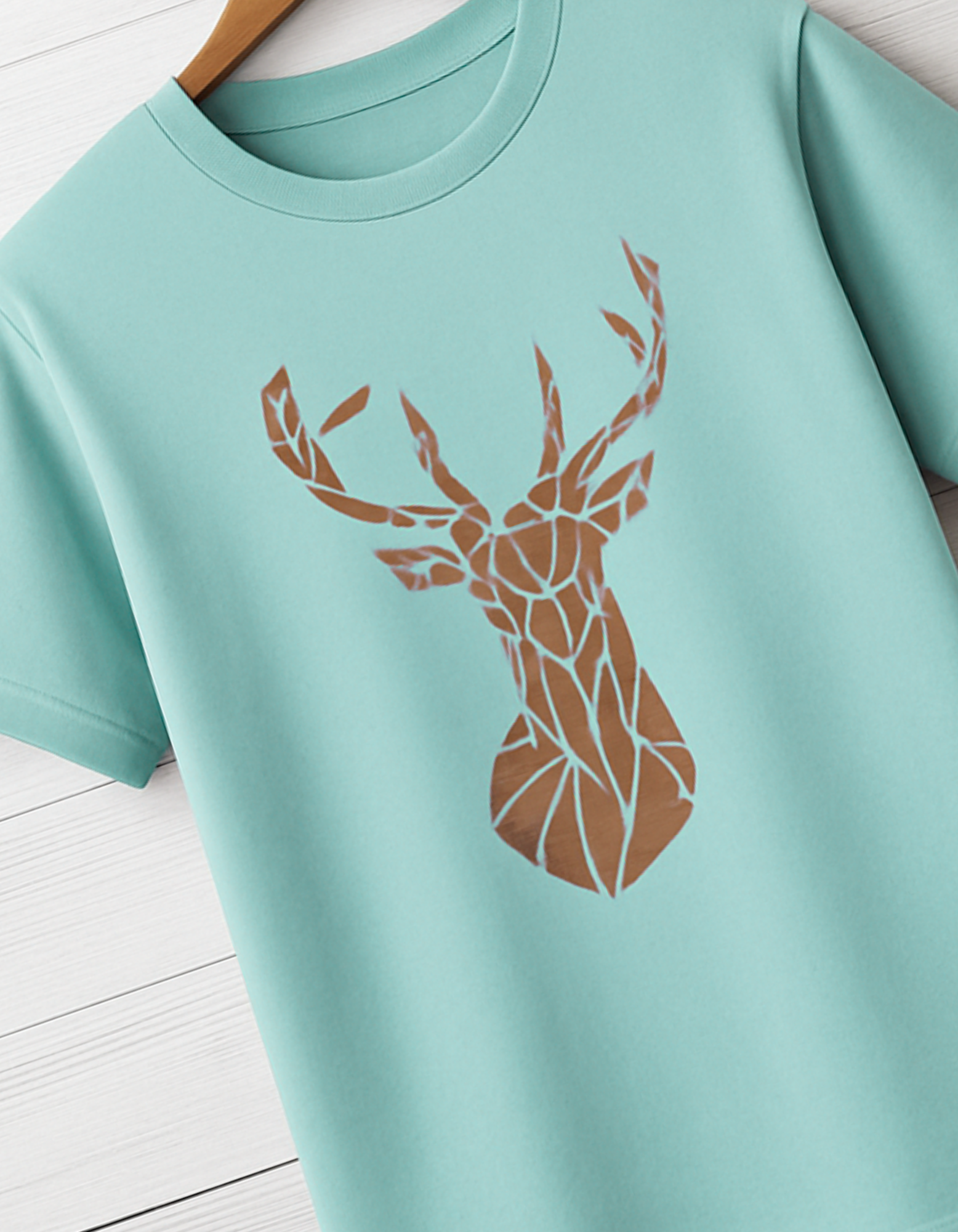 Men & Women Classic Crew Printed T-Shirt - mint Color- White Bear