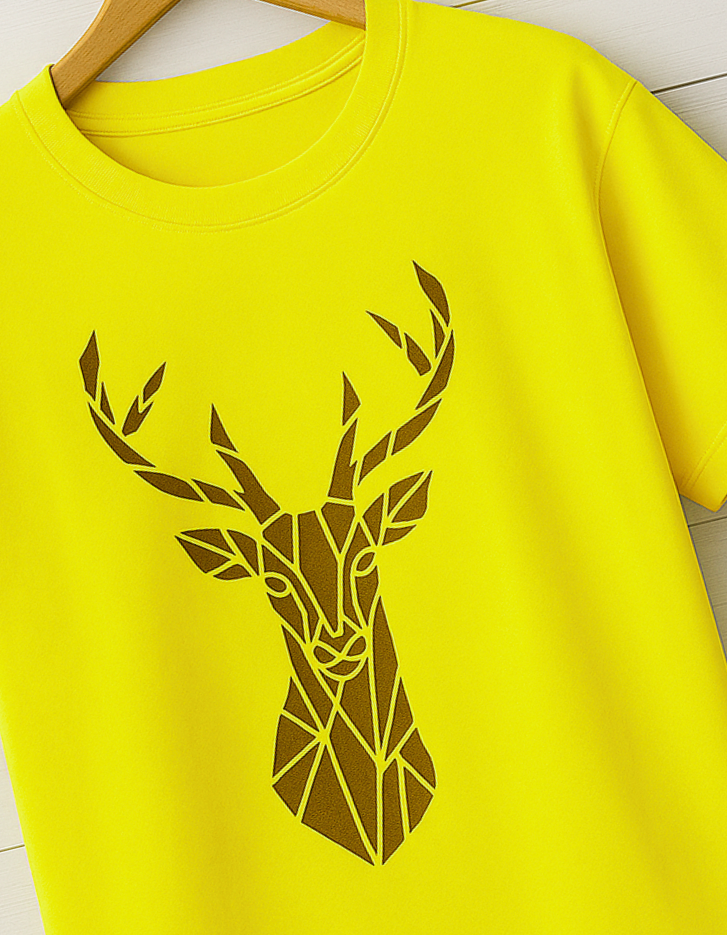 Men & Women Classic Crew Printed T-Shirt - Yellow Color- White Bear