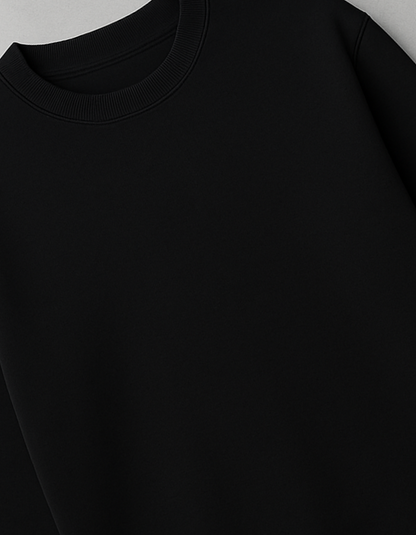 Unisex Solid Sweatshirt- Black Color- White Bear