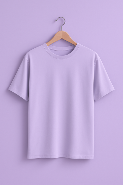 Unisex Classic Crew Solid T-Shirt-Lavender Color-White Bear