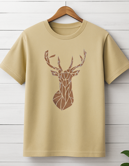 Men & Women Classic Crew Printed T-Shirt - Beige Color- White Bear