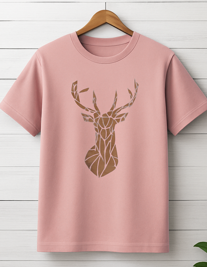 Men & Women Classic Crew Printed T-Shirt - Flamingo Color- White Bear