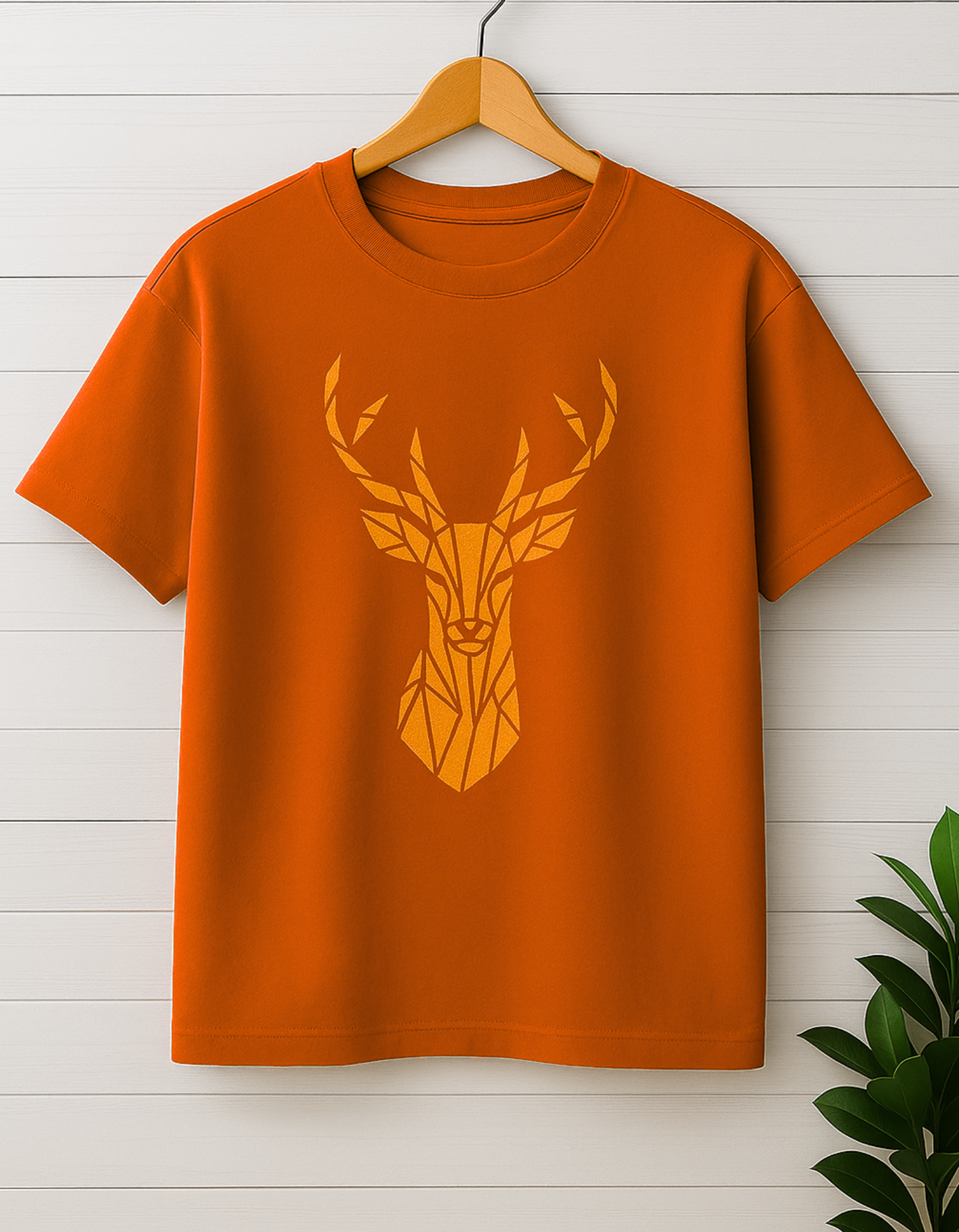 Men & Women Classic Crew Printed T-Shirt - Orange Color- White Bear