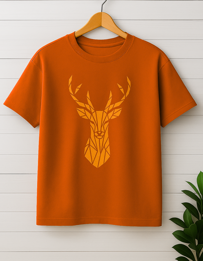 Men & Women Classic Crew Printed T-Shirt - Orange Color- White Bear