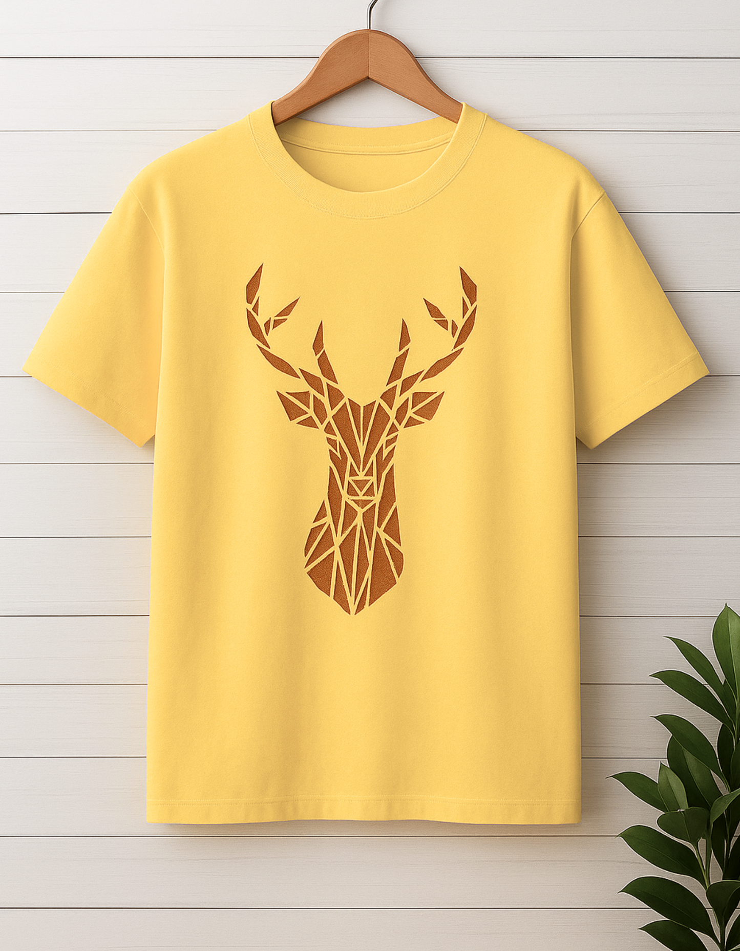 Men & Women Classic Crew Printed T-Shirt - Yellow Color- White Bear