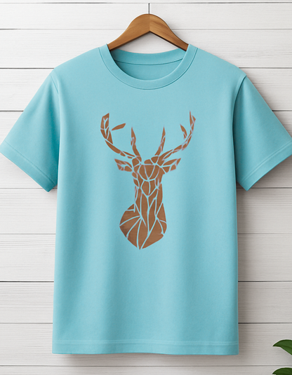 Men & Women Classic Crew Printed T-Shirt - blue Color- White Bear