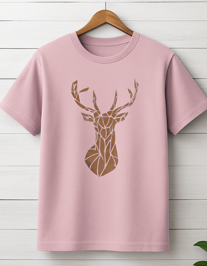 Men & Women Classic Crew Printed T-Shirt - pink Color- White Bear