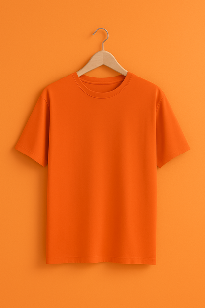 Unisex Classic Crew Solid T-Shirt-Orange Color-White Bear